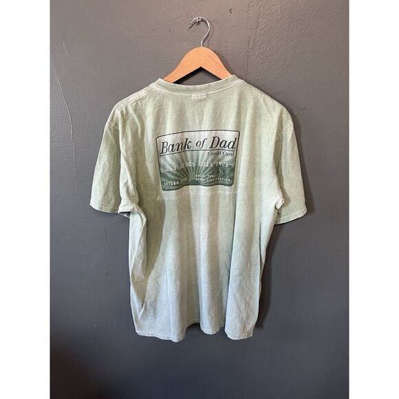 Vintage Crazy Shirts Mens Green Short Sleeve Bank of Dad T-shirt Size Large - Picture 2 of 3